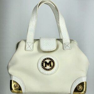 Vintage Metrocity Braccialini Handbag/Purse ~ White & Gold ~Leather Trim~ Italy